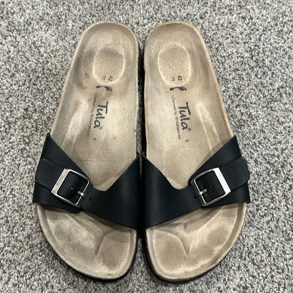 Birkenstock Tula Black Leather slide on Sandals